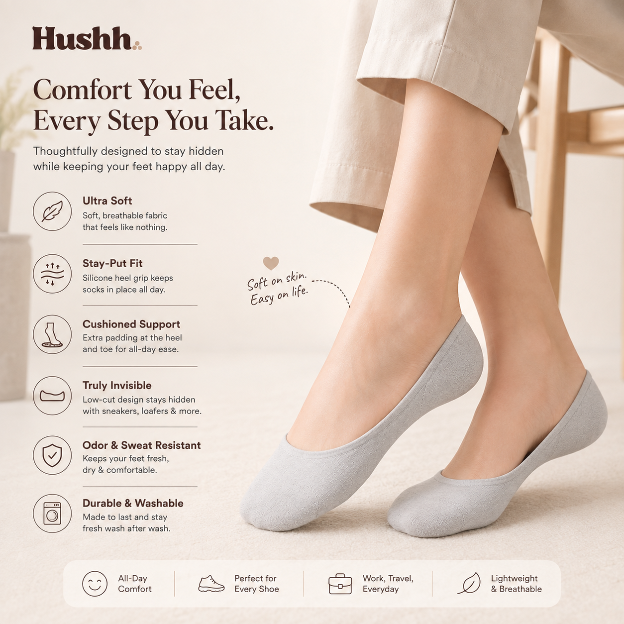 Hushh — Invisible Comfort Socks